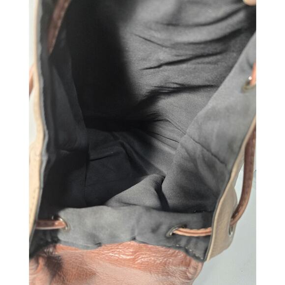 Taupe/Brown Leather Backpack Purse Vintage Made in Italy - Picture 9 of 10